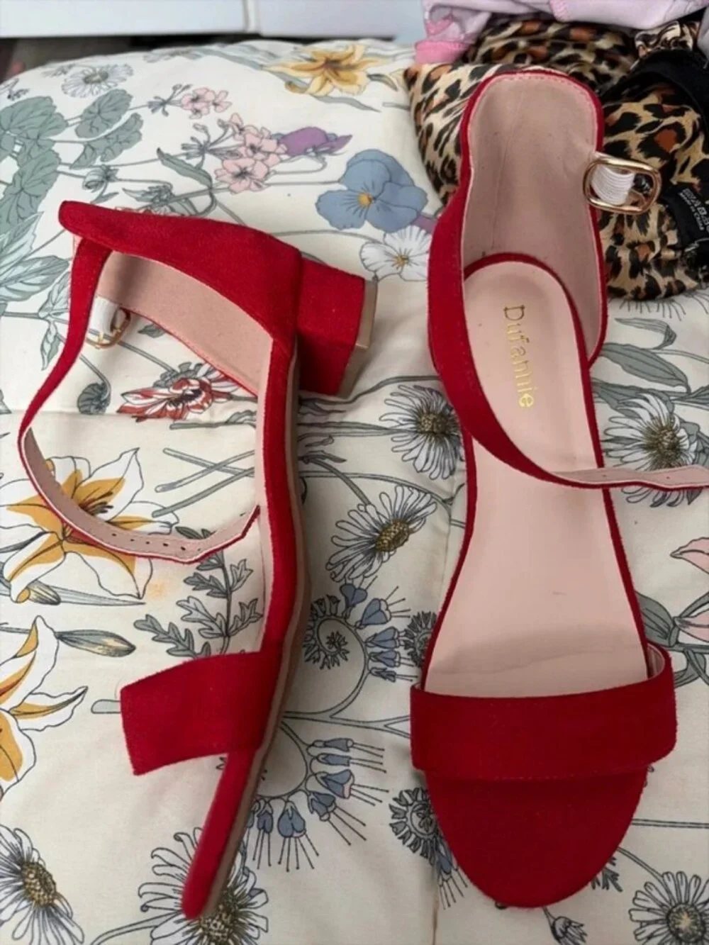 Red heels, kid size 5